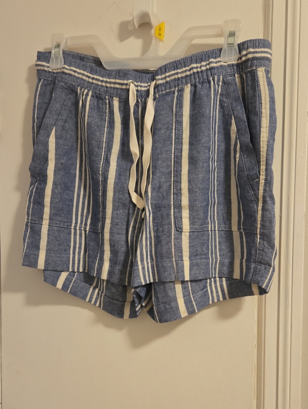Nautica Blue and White Striped Women's Drawstring Shorts